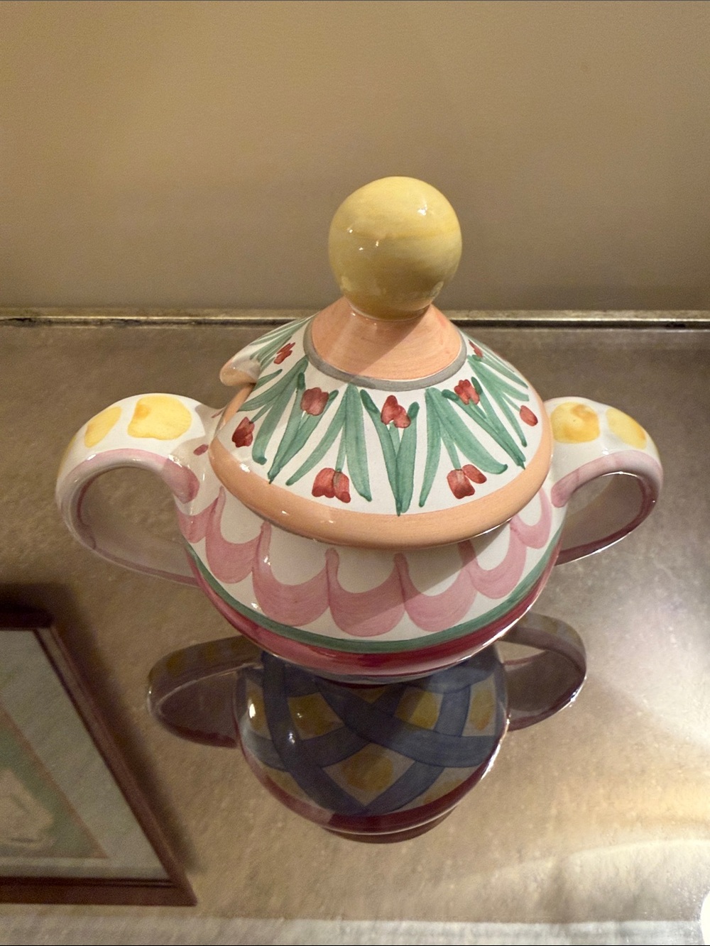 MacKenzie-Childs Aalsmeer Sugar Bowl & Lid | Vintage | Retired